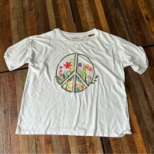 Vintage Canvas Distressed Peace Tshirt.